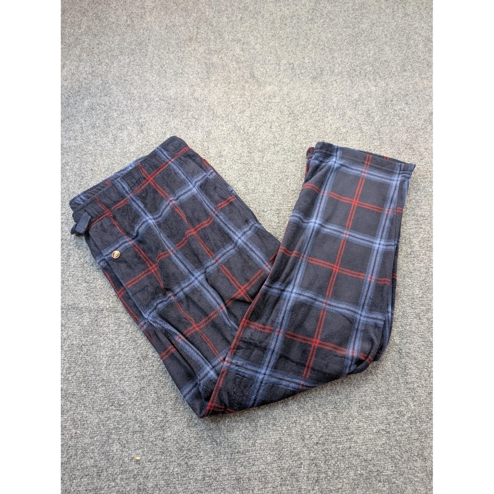 Fruit Of The Loom Pajama Pants Mens 2XL Blue Fleece Plaid Lounge Sleepwear‎